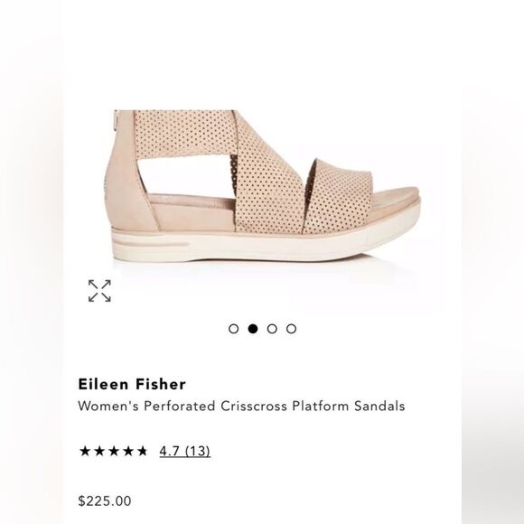 Eileen Fisher Perforated Nubuck Leather Crisscross Platform Sandals 6.5 Blush - Picture 3 of 11